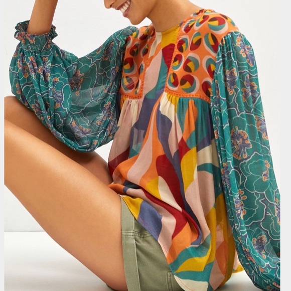 ♦️SOLD♦️Anthropologie Bl-nk Miranda Peasant Blouse, Medium NWT - Picture 3 of 14